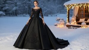 Best Fabrics for Black Wedding Dresses by Season